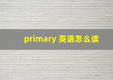 primary 英语怎么读